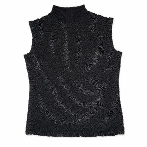 She’s All That Y2K Black Crinkle Mock Neck Top One Size